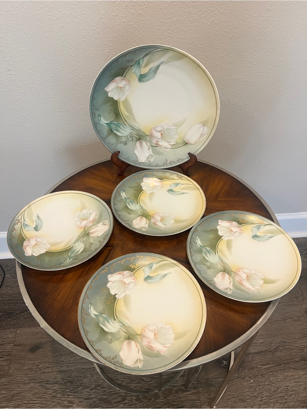 5 Antique RS Germany Tulip Dinner Plate 11” and 4 Luncheon/ Salad Plates 8”
